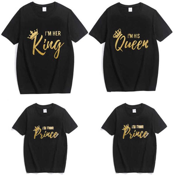 

matching outfits summer father mother queen daughter princess son prince clothes cotton t-shirt look, Blue