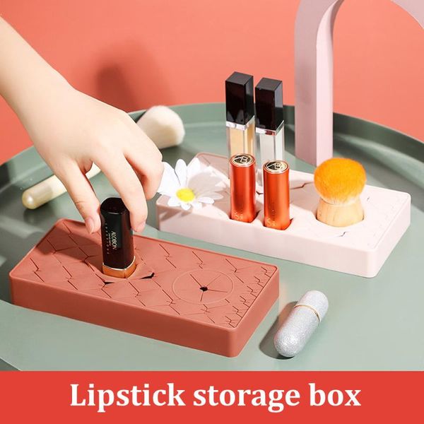 

storage boxes & bins creative silicone lipstick rack deskcosmetic lip gloss glaze box multi-gird eyebrow pencil