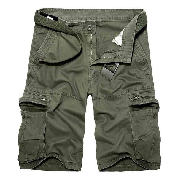 

mens military cargo shorts summer army green cotton shorts men loose multi-pocket shorts homme casual bermuda trousers 40 210329, White;black