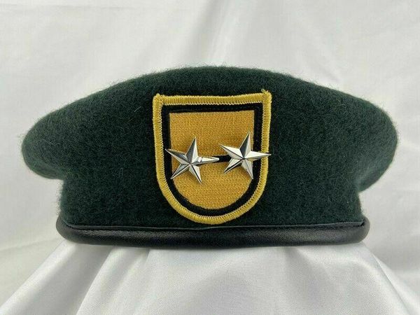 

berets us army 1th special forces group blackish green beret 2 stars major general military hat, Blue;gray