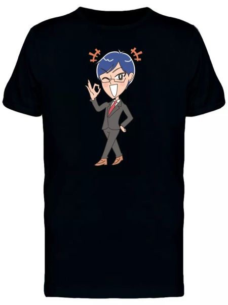 

Businessman With An Ok, Cartoon Tee Men's -Image by Shutterstock, White;black