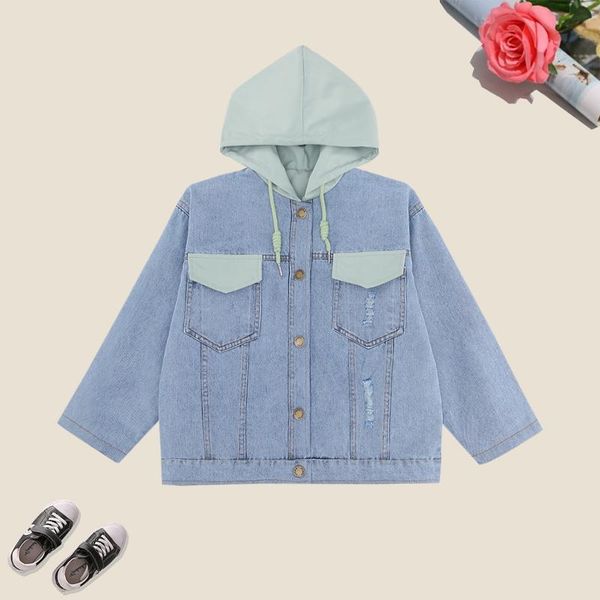 

jackets spring denim jacket on both sides, Blue;gray
