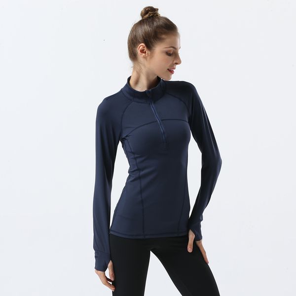 

tracksuits luxury yoga wearyoga long sleeve women's tight zipper collar yoga et elastic quick dry fitns outdoor sports running, Gray