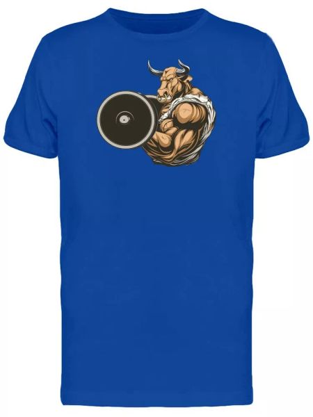 

gold bull lifting barbell men's tee -image by shutterstock, White;black