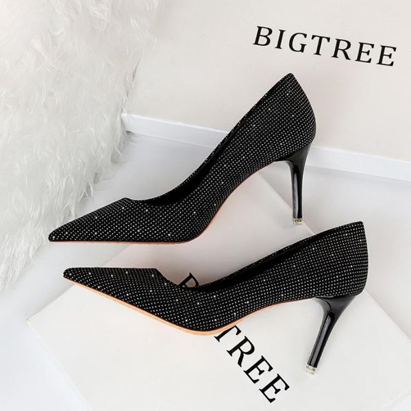 

dress shoes european and american fashion is thin stiletto super high heel shallow mouth pointed nightclub heels women's sin, Black