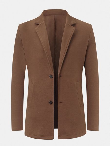 

men lapel neck solid overcoat n6ac#, Black;brown