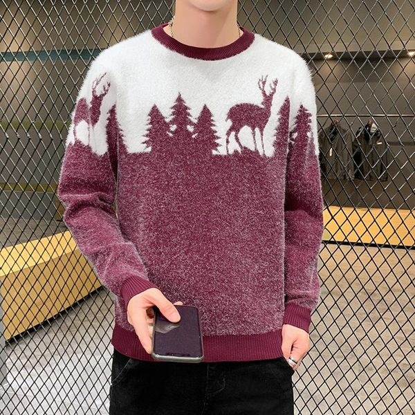 

men's sweaters men 2021 autumn winter christmas sweater pullover knitwear bottom for o-neck korean fashion clothing oversized, White;black