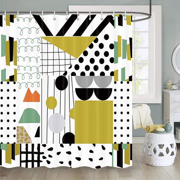 

geometric shower curtain, geometric colorful triangle abstract stylish pattern shower curtain sets, fabric abstract shower
