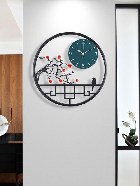 

wall clocks chinese the plum blossom style metal clock house decoration living room reloj de pared 50cm