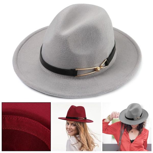 

stingy brim hats women fedora felt trilby jazz cap sun hat wide, Blue;gray