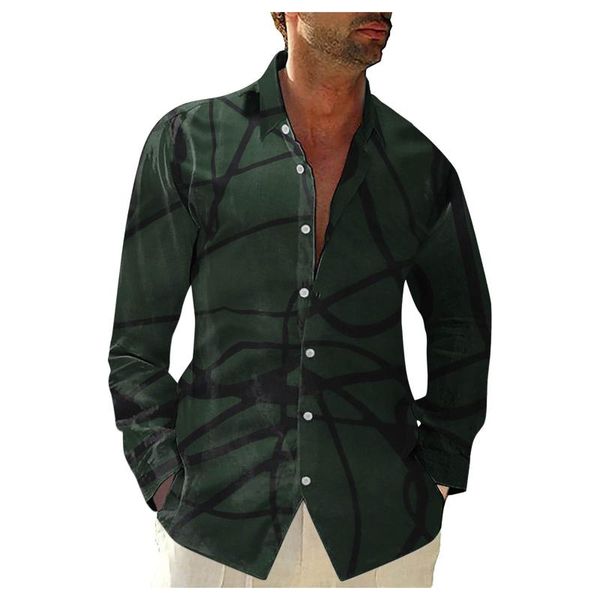 

men's casual shirts fashion for men long sleeve floral print shirt autumn oversize camisa button lapels collar turn down, White;black
