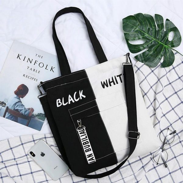

large capacity women's canvas bag 2021 casual all-match shoulder messenger student zipper handbag school evening bags