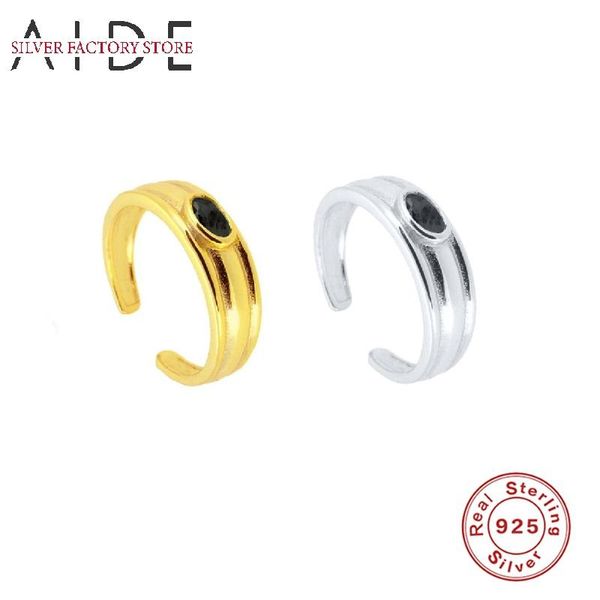 

cluster rings aide 925 sterling silver personalized vintage opening ring adjustable finger for women punk fine jewelry anillos, Golden;silver