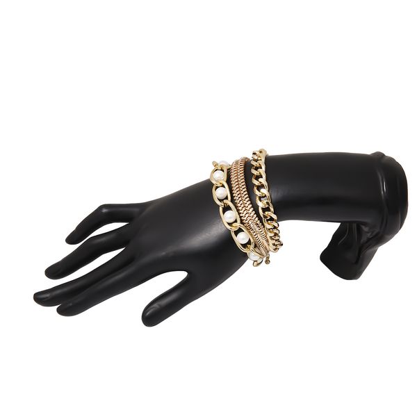

multi-layer chain pearl bracelets personality street shooting wild alloy suit fashion light luxury simple bracelet jewelry gift wholesale 20, Black