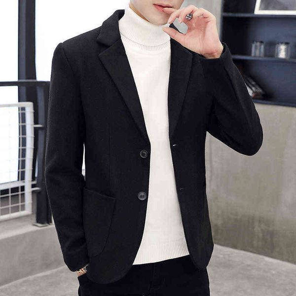 

luxury suits blaze men's suit korean slim fit busins casual two button cotton wool coat youth convenience, Black