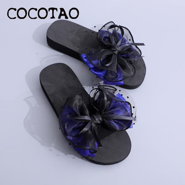 

slippers sponge female 2021 summer bow flower word drag non-slip comfortable casual wear beach shoes, Black