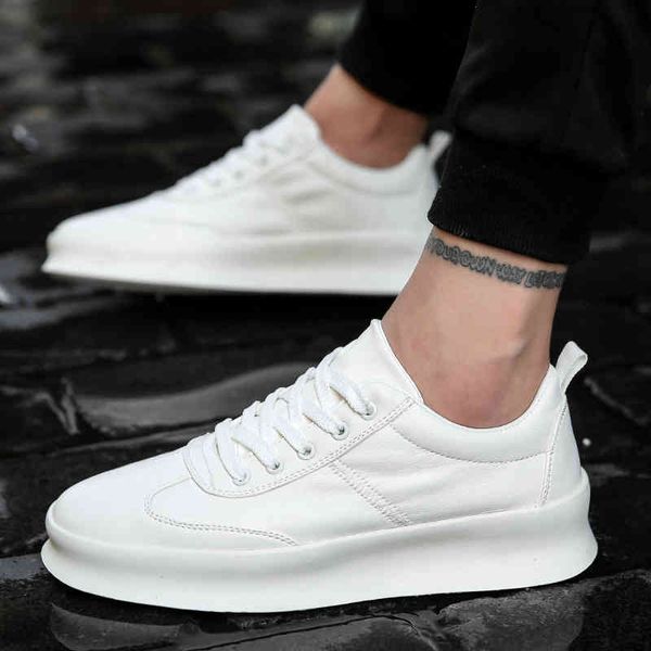 

dress shoes men white flat lace-up comfortable sneaker for male tenis masculino adulto casual high increasing dmqz, Black