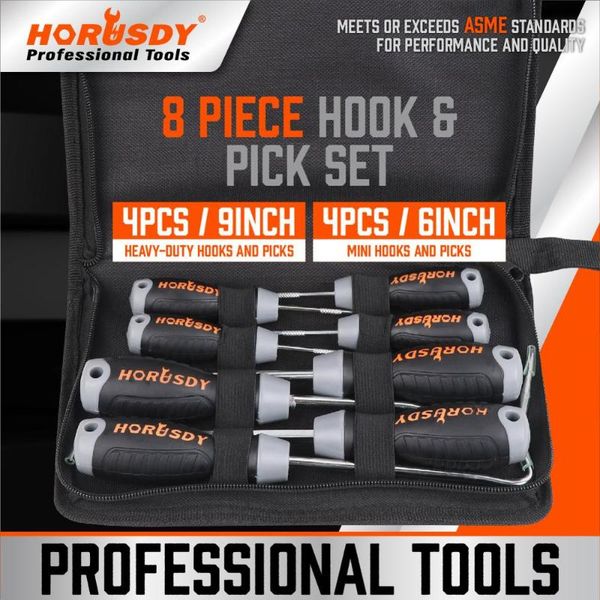 

sedy-2021-8-piece heavy duty pick and hook set, car auto oil seal/o-ring seal gasket mini hooks puller remover hand tools