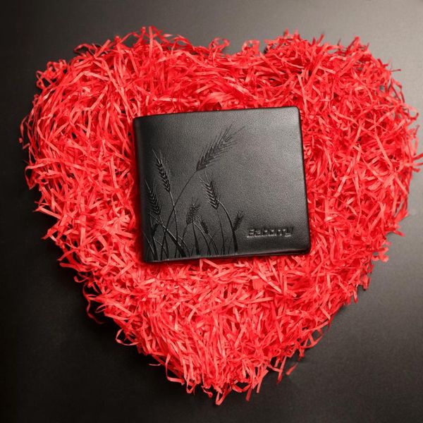 

men's black color genuine leather wallets men short wallet male card holder coin purse money clip, Red;black