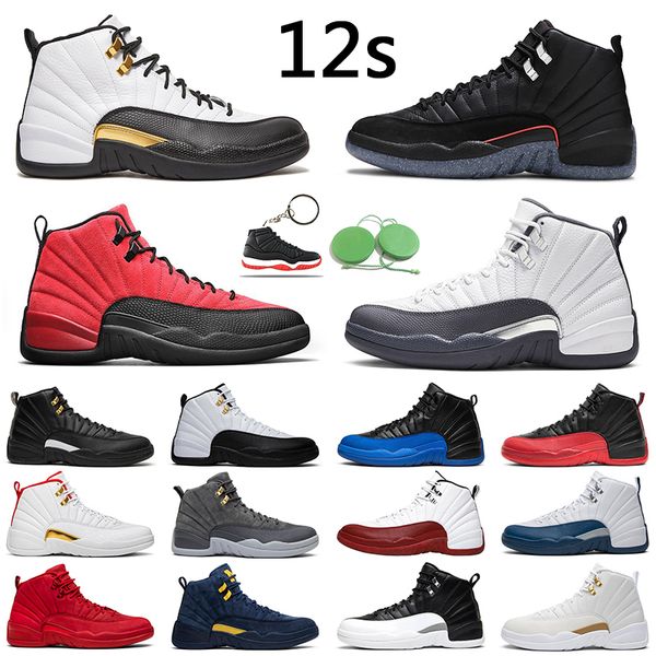 

12 retro dark grey men basketball shoes 12s utility grind university gold reverse flu game twist the master mens trainer