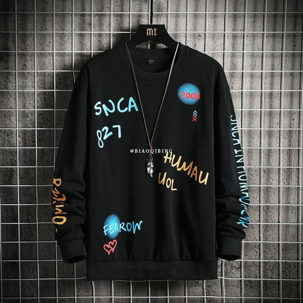 

men's hoodies & sweatshirts 2021 solid color print black white sweatshirt spring autumn hoody casual streetwear clothes