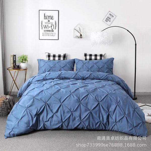 

bedding sets 2/3pcs advanced pure blue wrinkle point design polyester princess noble style duvet cover pillowcases oceania