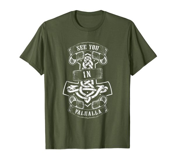 

vikings t-shirt see you in valhalla norse mythology gift tee, White;black