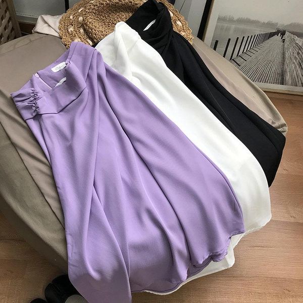 

skirts high waist solid color skirt women's mid long in autumn c#9, Black