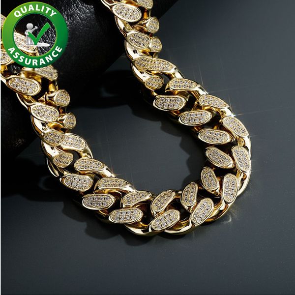 

18mm iced out cuban link chains hip hop heavy necklace luxury designer cubic zirconia jewelry mens bracelets rapper accessories, Silver