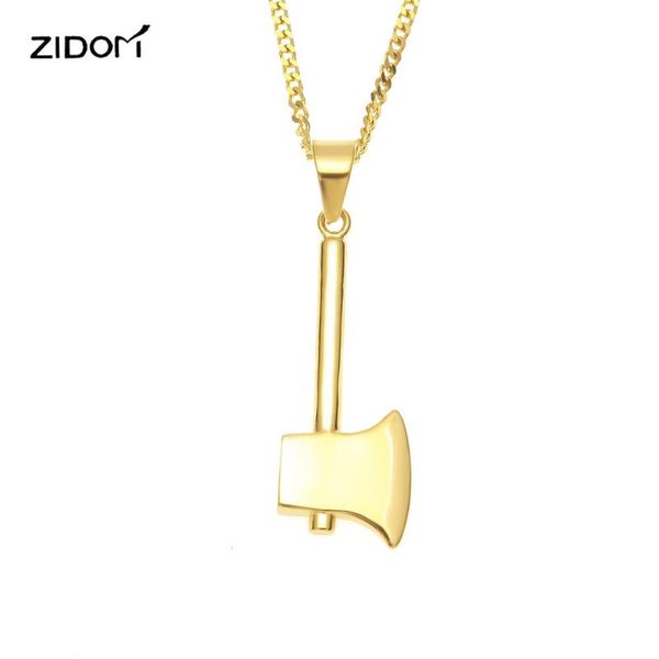 

pendant necklaces 2021 arrive gold color men hiphop axe shape fashion stainless steel 60cm long chain necklace male jewelry, Silver