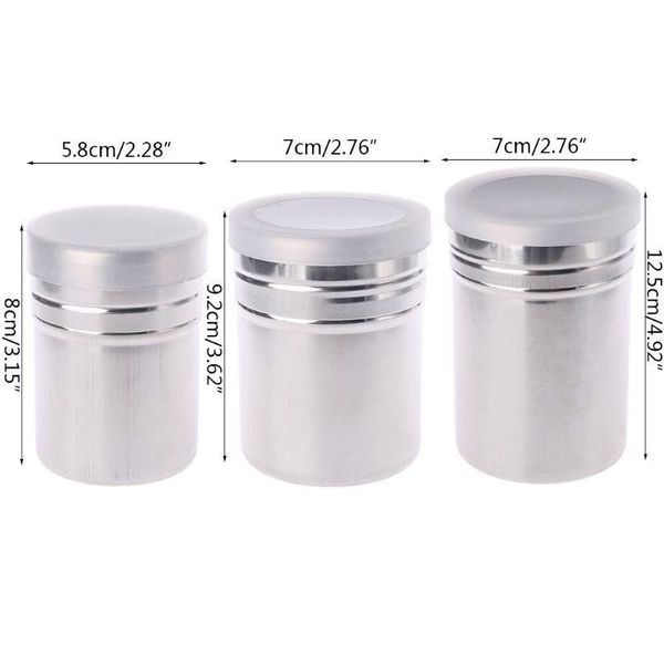 

storage bottles & jars 2021 stainless steel mesh flour sifter icing sugar salt dredger chocolate powder shaker 3 sizes