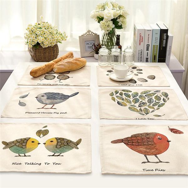 

mats & pads cartoon bird and flower placemats for table modern home decor dinning set decorating tablecloth