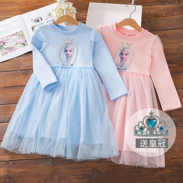 

kidsgirlssweatertideinssummerautumnfrozenprincessdressaishanetyarnstyleflowertoddlergirldresschildrenskirt, Blue;gray