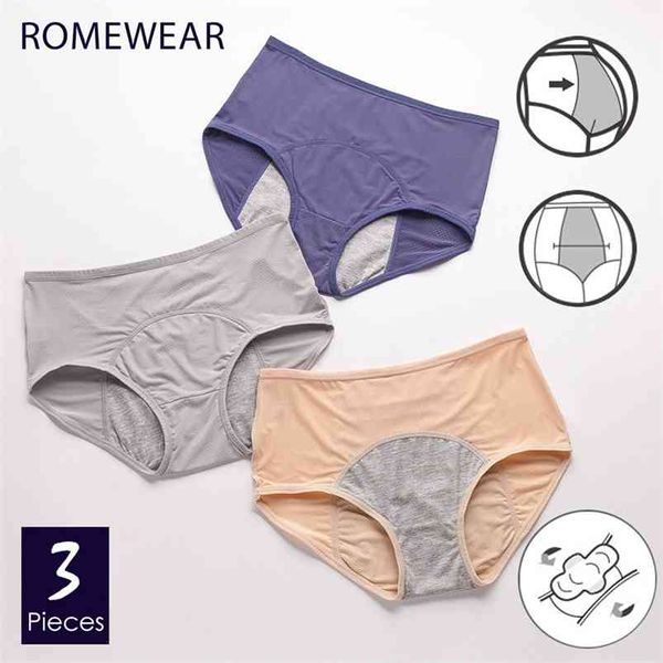 Menstrual Briefs Calcinhas para Mulheres Meninas Pessoas Período Underwear Feminino Malha Respirável Waterabsorbhigh Cintura Lingerie XXXL 210730