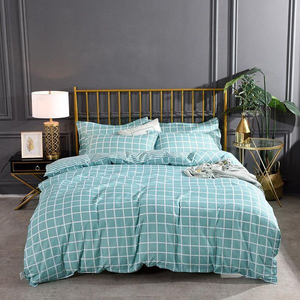

bedding sets green plaid fashion youthful style home textile duvet cover bed sheet pillow case single double  king for set