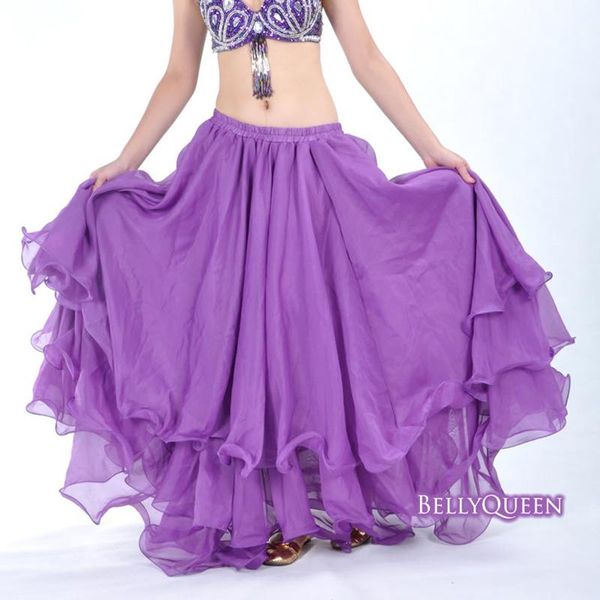 

belly dance costume 12 meters skirt full circle luxury three-layers chiffon hemming long flamenco dancewear sf89 stage wear, Black;red