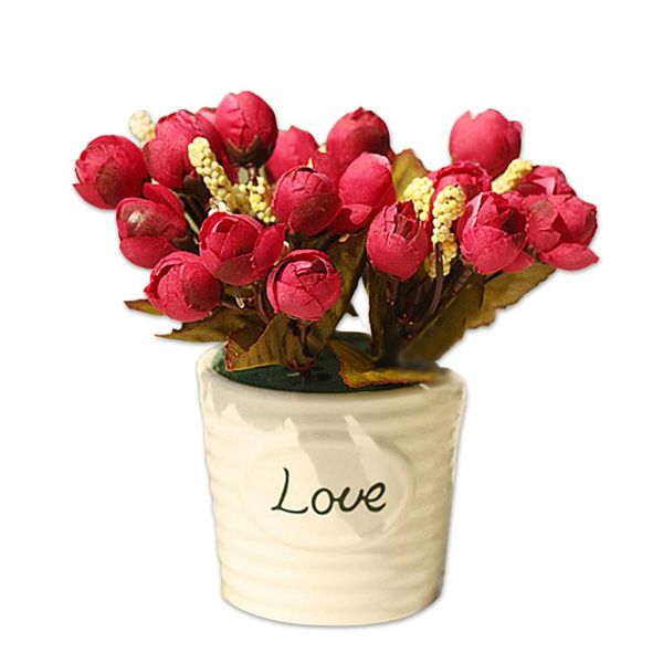 

bouquet vivid with 15 heads silk mini artificial rose flowers home wedding party garden decor ornaments happy year 2021 decorative & wreaths