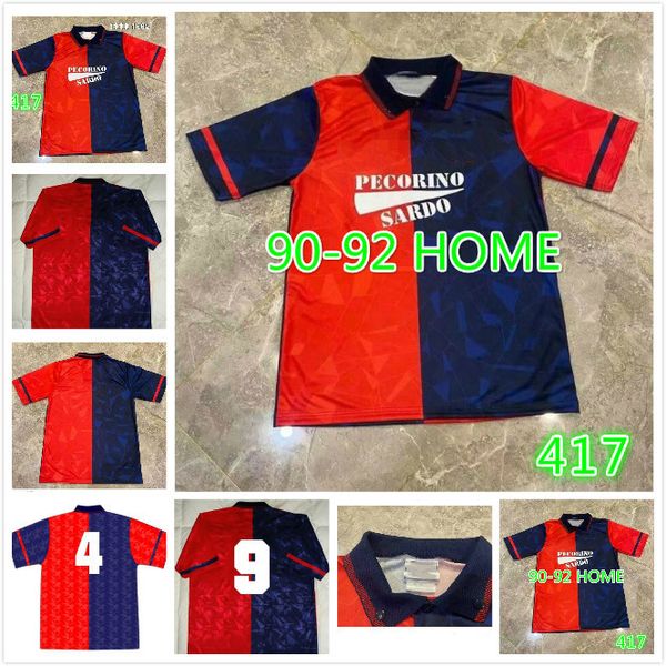 

1990 cagliari calcio 1992 retro soccer jerseys home joao pedro simeone nainggolan godin 90 92 vintage football shirts, Black