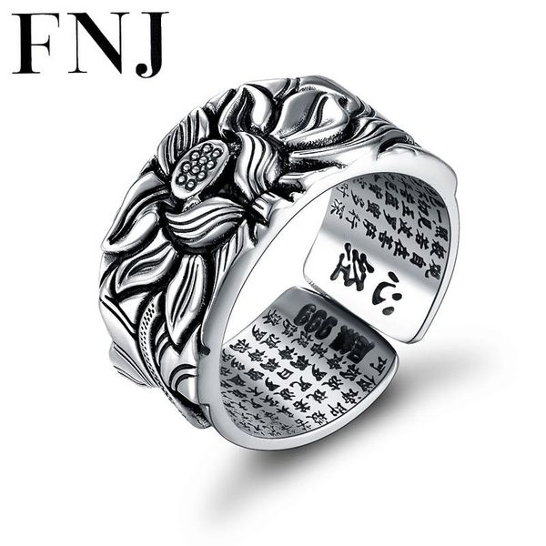 Cluster Rings 925 Silver Lotus Good Luck Buddha Misura regolabile Trendy S925 Solid Thai Ring For Women Men Jewelry
