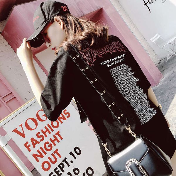 

dresses madonna skull casual print short sleeve medium length t-shirt harajuku bf style korean women's dress, Black;gray