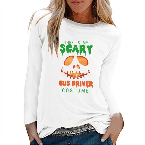 

Thes Is My Scary Bus Men Tops Driver Costume Print Long Sleeve T Shirts Women Autumn Winter Graphic Tees Fashion, White;black