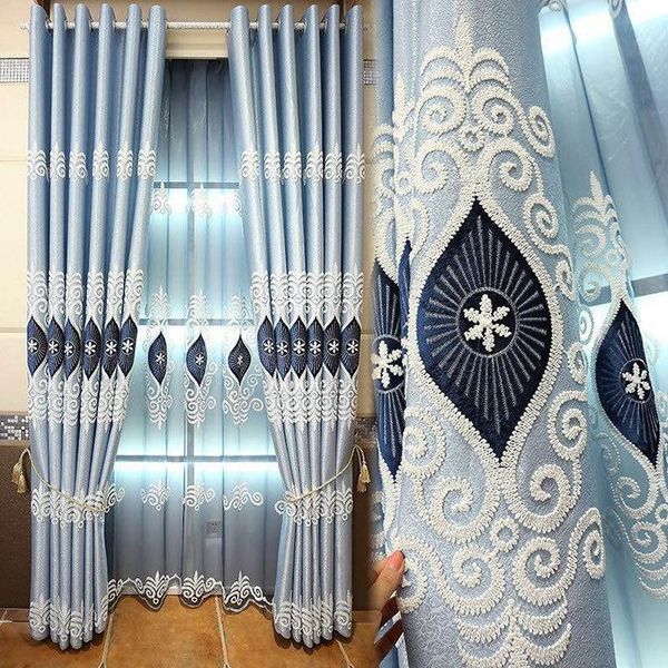 

curtain & drapes rope embroidered blackout curtains european for living dining room bedroom