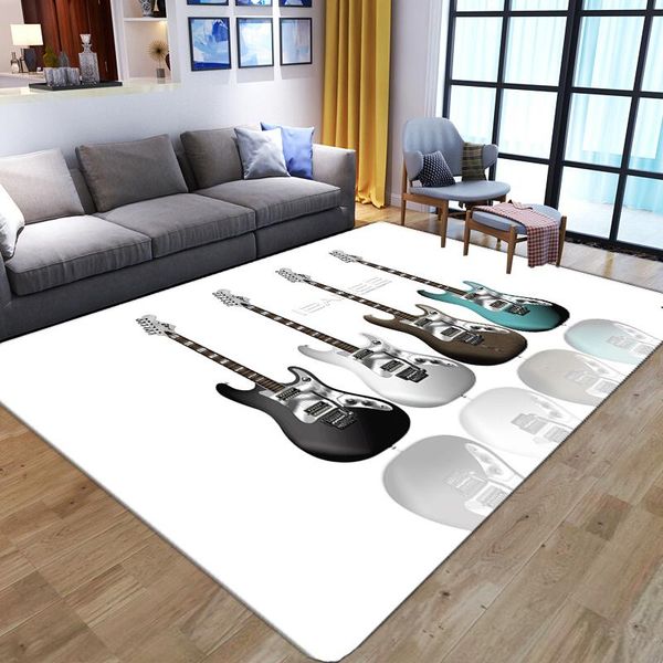 

carpets creative 3d guitar print soft flannel kids non-slip large play area rugs bedside sofa home living room bedroom floor mat