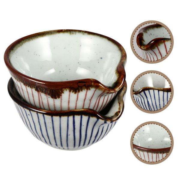 

bowls 2pcs ceramic seasoning dishes small flavor sauce dishware (red, blue)
