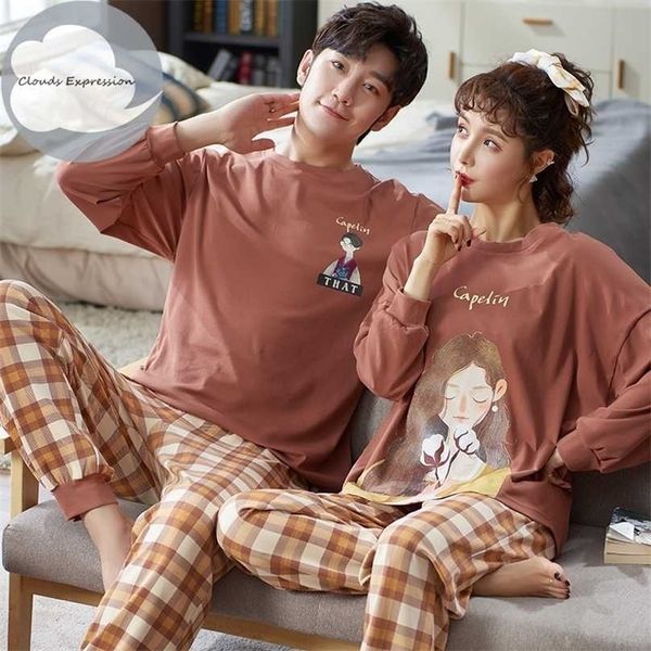 

autumn winter striped pyjamas cotton pj pajamas set women cartoon sleepwear men's pajama sets pijamas girl home clothes 211109, Black;red