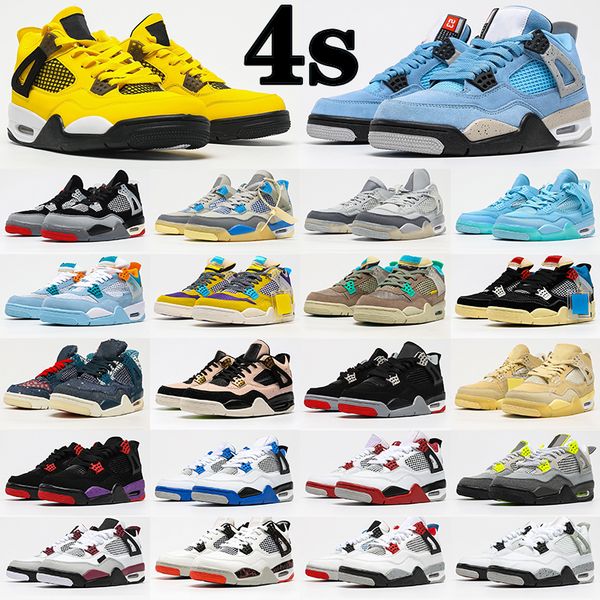 

4s 4 basketball shoes university blue white oero sail union noir fire red bred black cat metallic purple green sneakers what the women train
