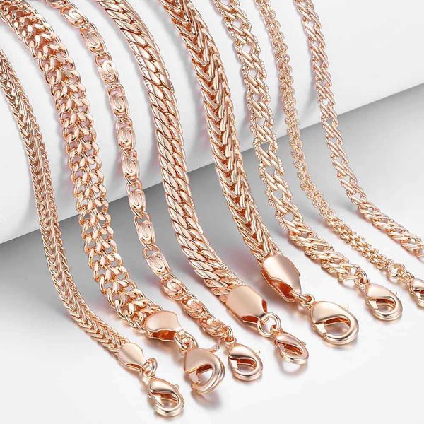 

8pcs/lot women's men's bracelet 585 rose gold curb snail foxtail venitian link bracelet girls fashion wholesale jewelry 20cm 21060, Golden;silver