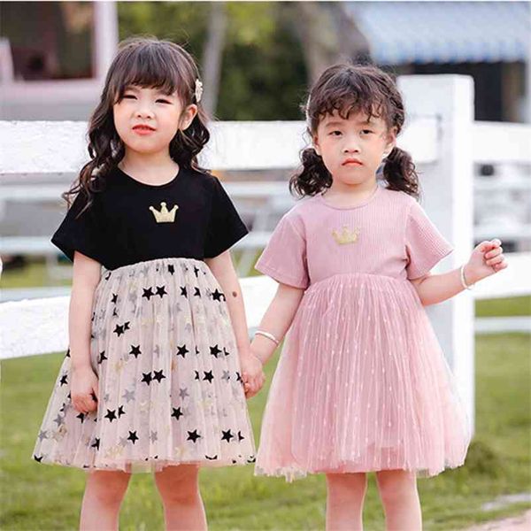 

girls princess dress with crown es for party and wedding baby summer clothes teenage 210521, Red;yellow