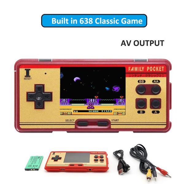 

portable game players family pocket console 3.0 inch screen retro with 638 games 8 bit mini handheld player support extra controller