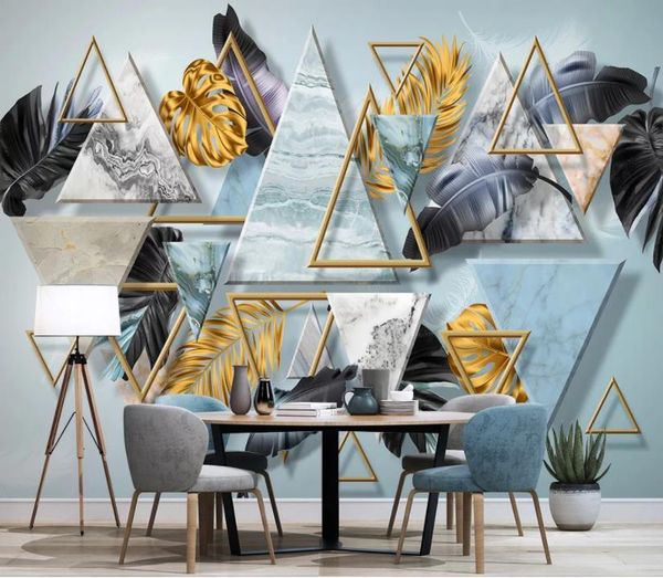 

wallpapers custom po wallpaper 3d nordic modern minimalist stereo tropical plants living room sofa tv background decoration mural